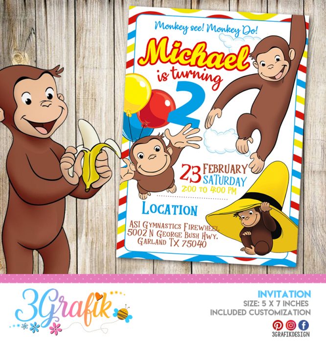 Curious George – Invitation – Printable