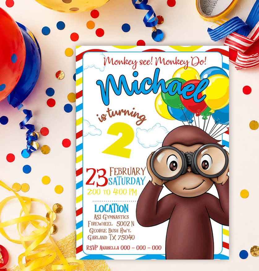 Curious George Birthday Invitation Template