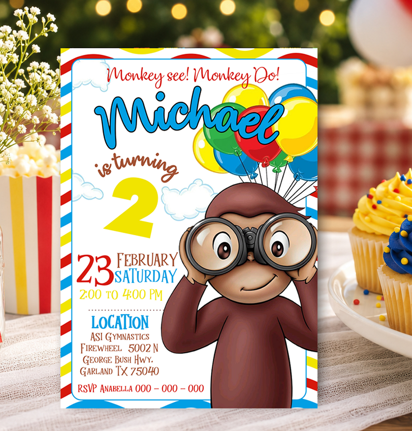 Curious George Birthday Invitation Template