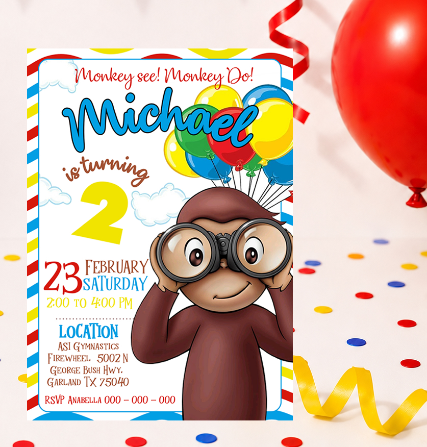 Curious George Birthday Invitation Template