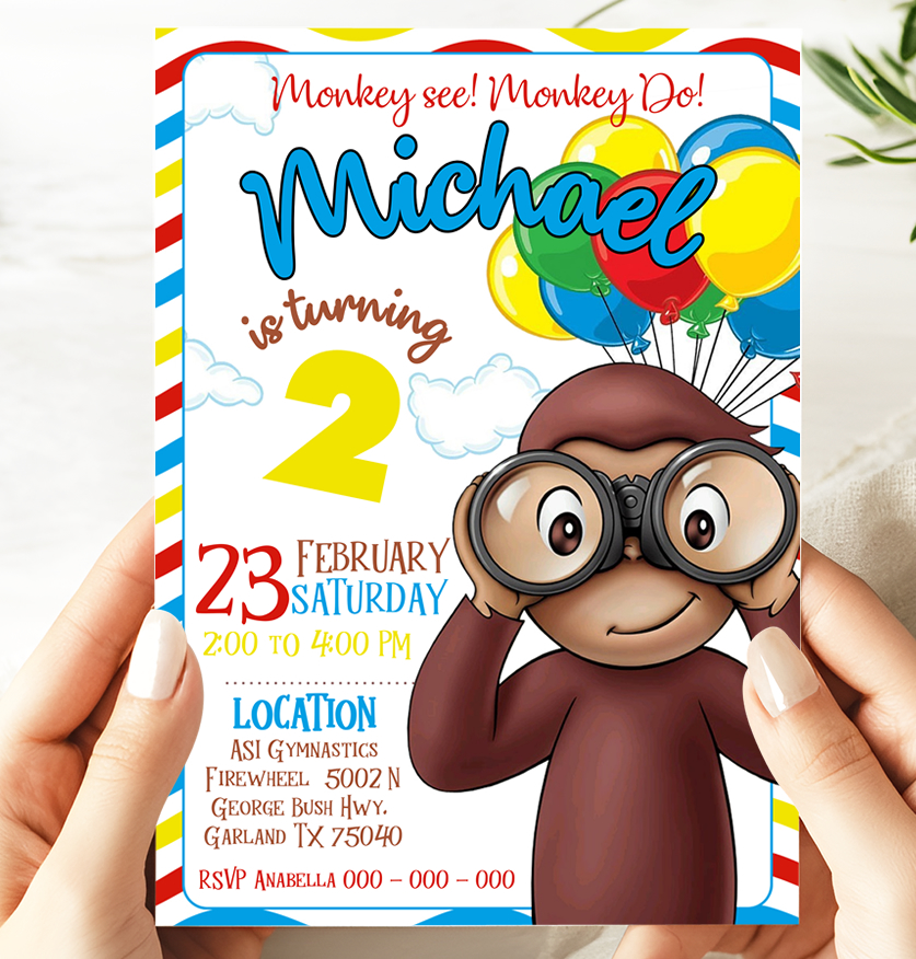 Curious George Birthday Invitation Template