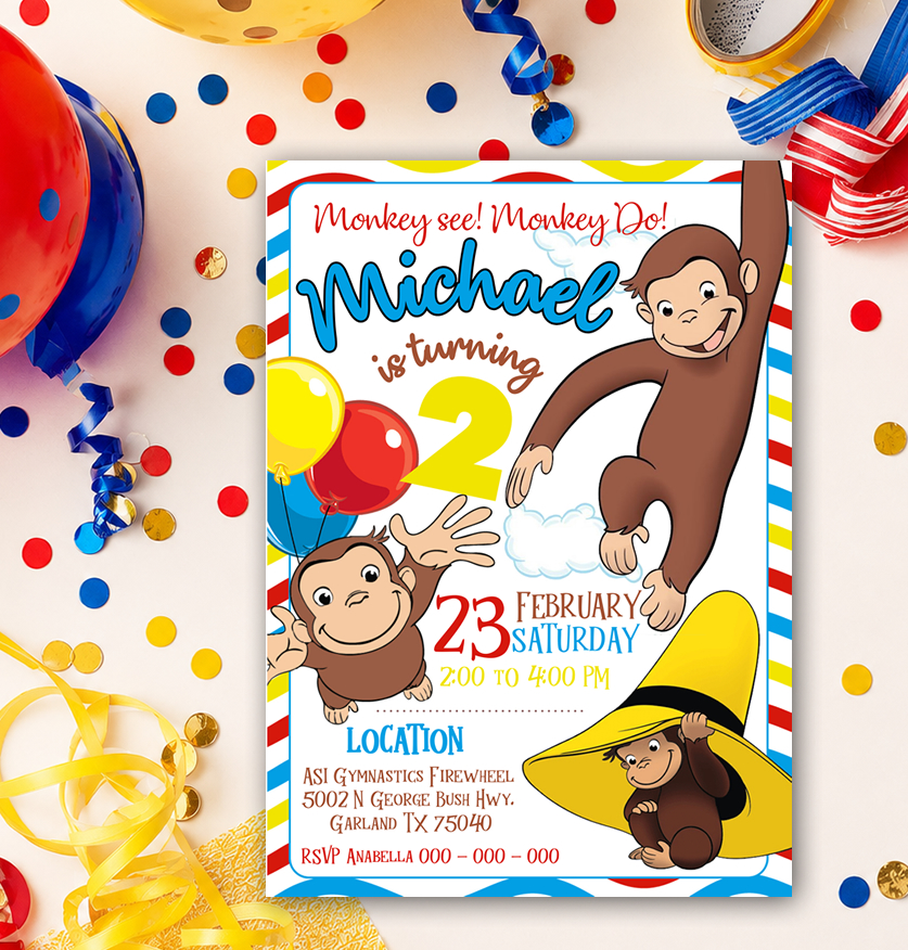 Curious George Birthday Invitation Printable