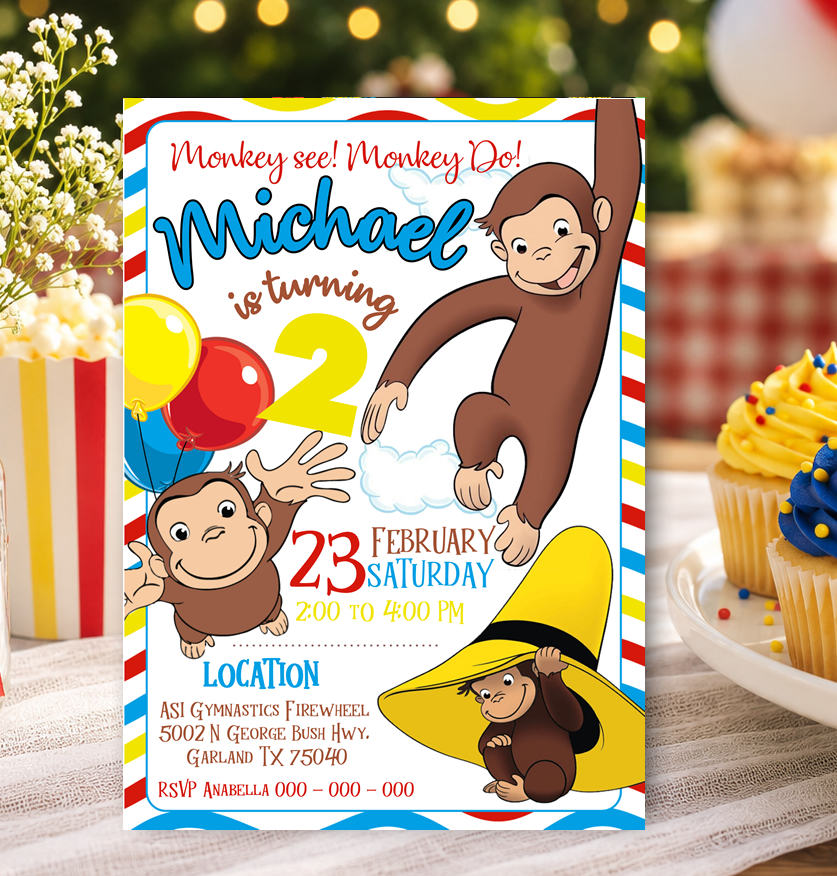 Curious George Birthday Invitation Printable