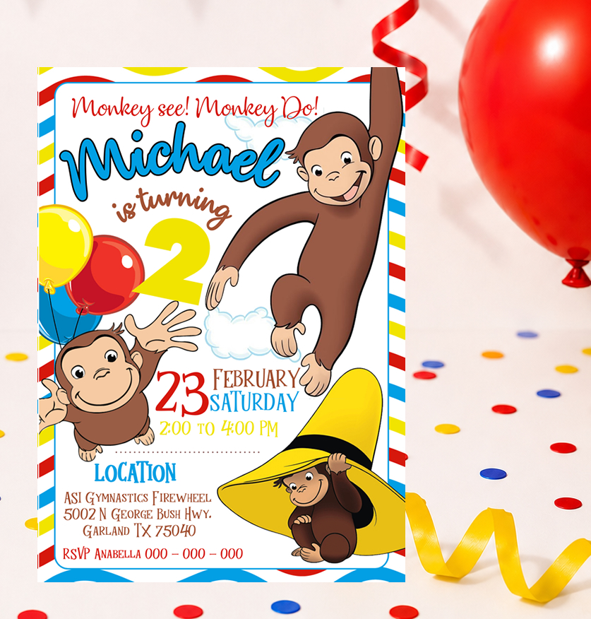 Curious George Birthday Invitation Printable