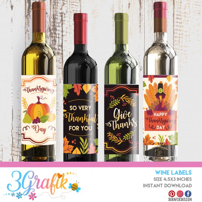Thanksgivign – Wine Labels – Printable