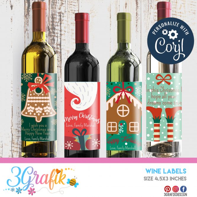 Merry Christmas – Wine Labels – Printable