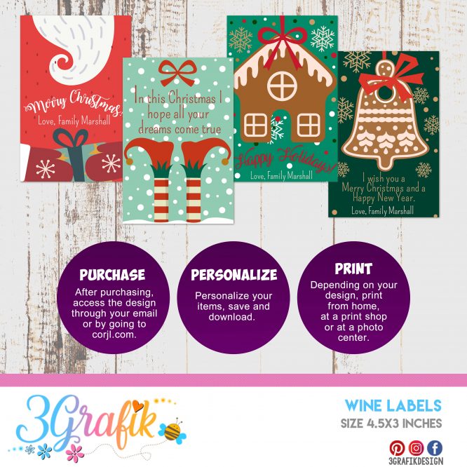 Merry Christmas – Wine Labels – Printable
