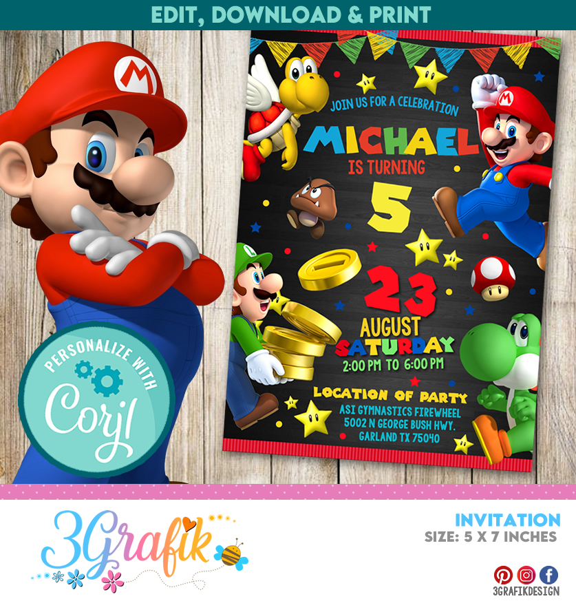 Plantilla de Birthday - Super Mario Bros.