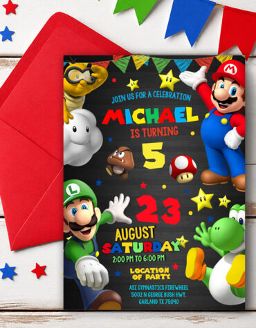 Mario Bros Birthday Invitation Template