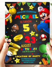 Mario Bros Birthday Invitation Template