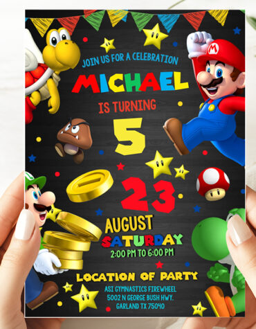 Mario Bros Birthday Invitation Template
