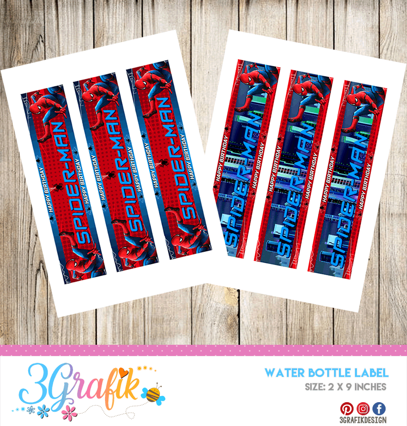 Amazing Spiderman Birthday Water Bottle Labels – iCustomLabel