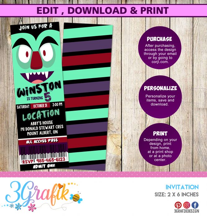 Dracula Halloween Ticket Invitation