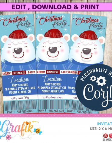 Bear Christmas Party Invitation