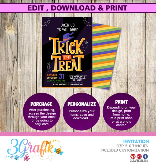 Trick or Treat Halloween  Invitation