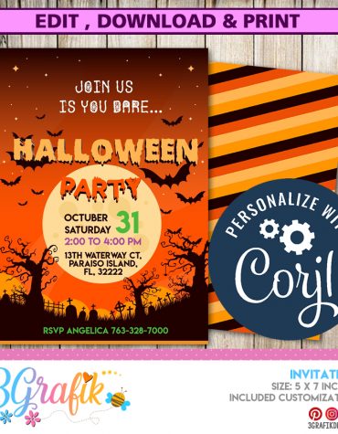 Cemetery Halloween Invitation