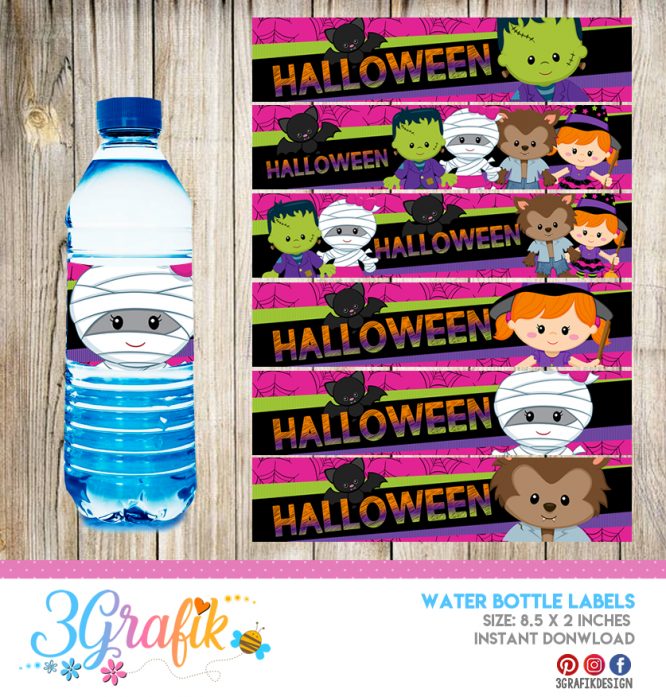 Halloween  – Water Bottle Label – Printable
