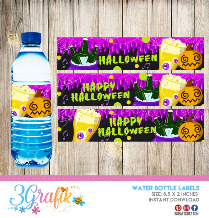 Halloween  – Water Bottle Label – Printable