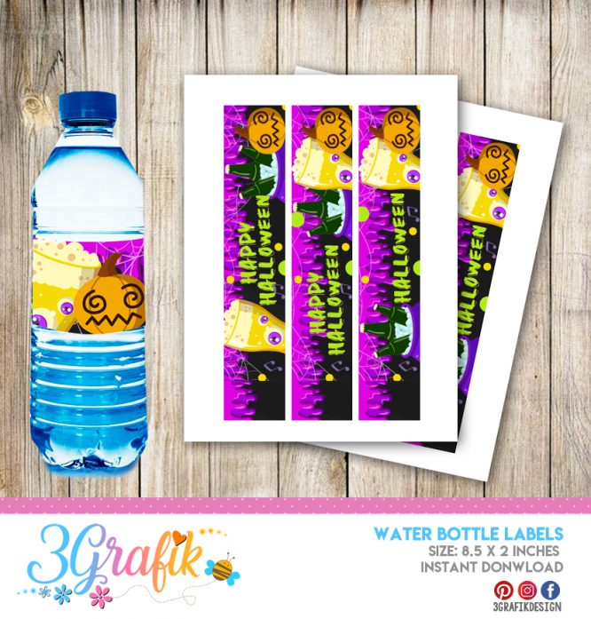 Halloween  – Water Bottle Label – Printable