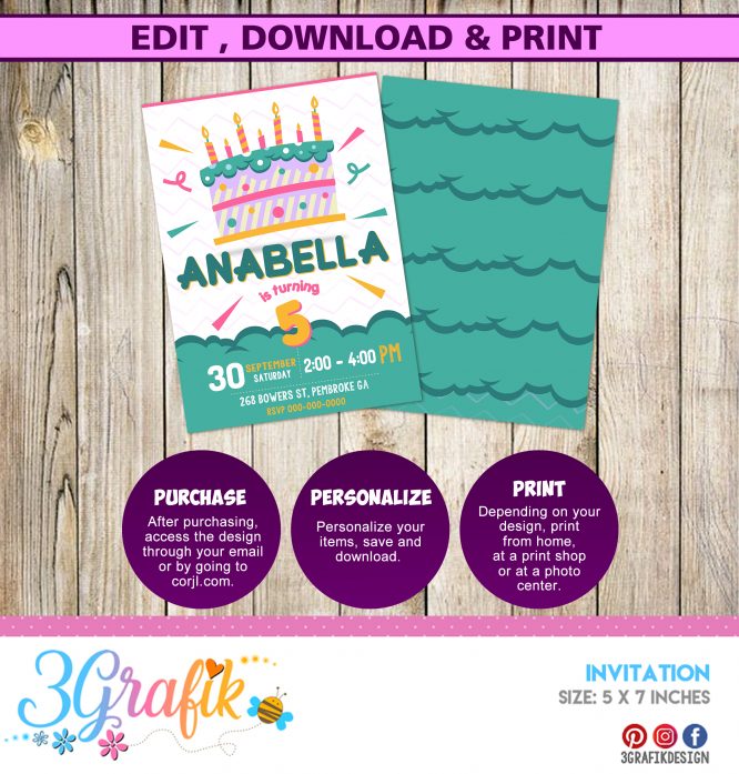 Cake Birthday Invitation