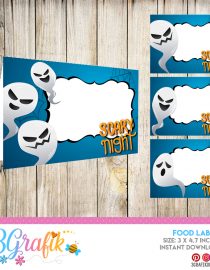 Scary Night Halloween Food Tent Cards