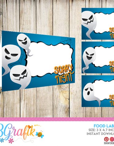 Scary Night Halloween Food Tent Cards