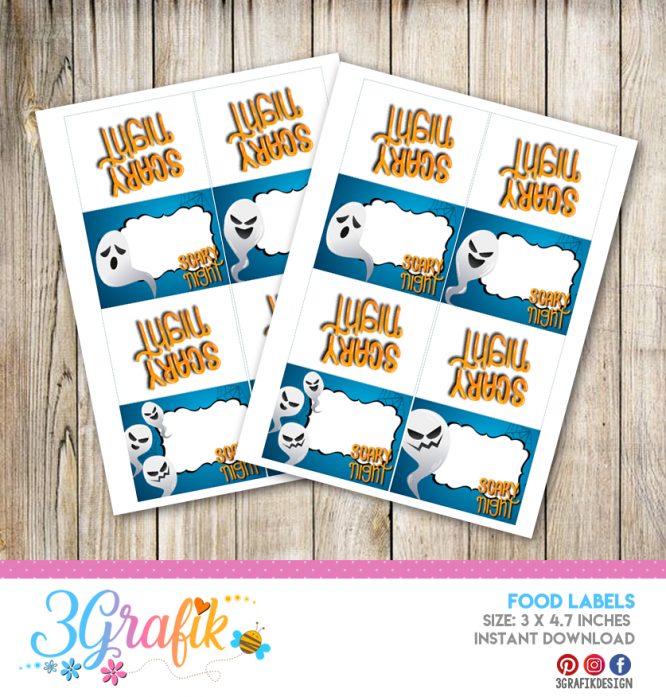 Scary Night Halloween Food Tent Cards
