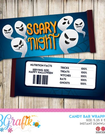 Scary Night Halloween Candy Bar Wrappers
