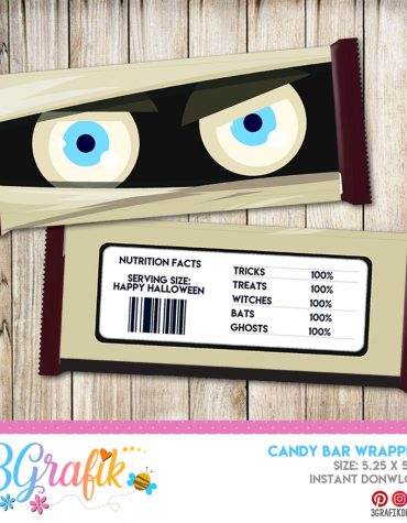 Mummy Halloween Candy Bar Wrappers