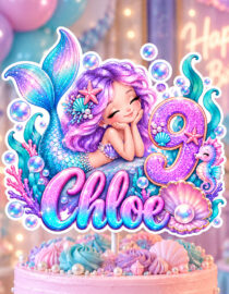 Personalized Mermaid Cake Topper