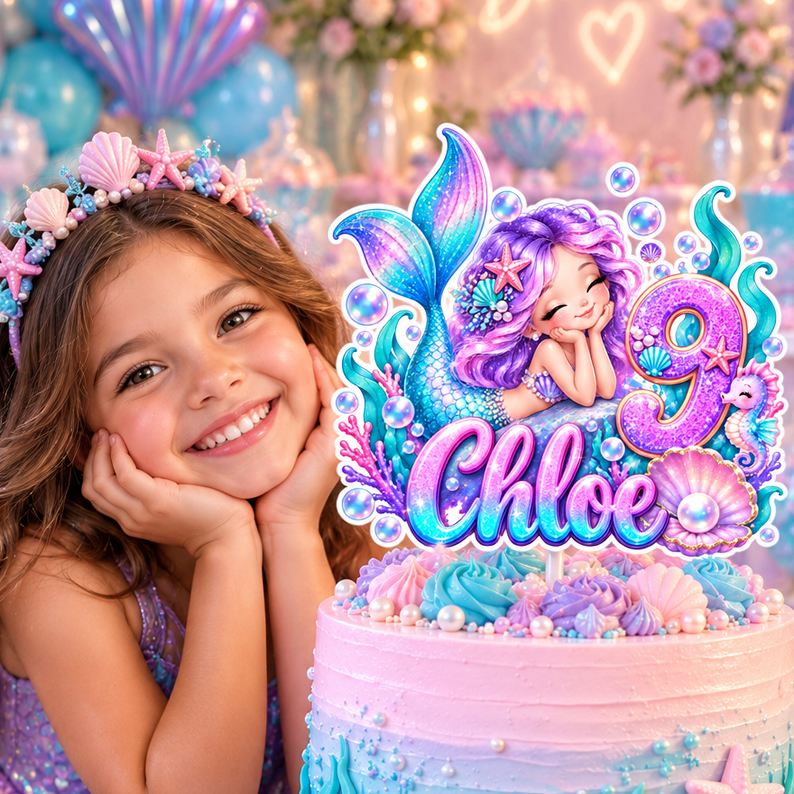 Personalized Mermaid Cake Topper