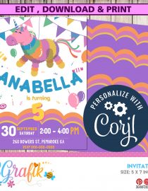 Unicorn-Birthday Party-Invitation-piñata
