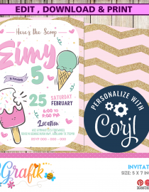 Ice Cream-invitation-Birthday-Party-Editable