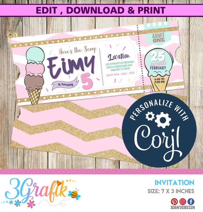 Ice cream-Invitation-Digital-birthday Party