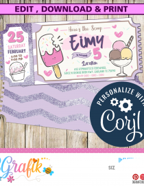 Ice cream-Invitation-Digital-birthday Party