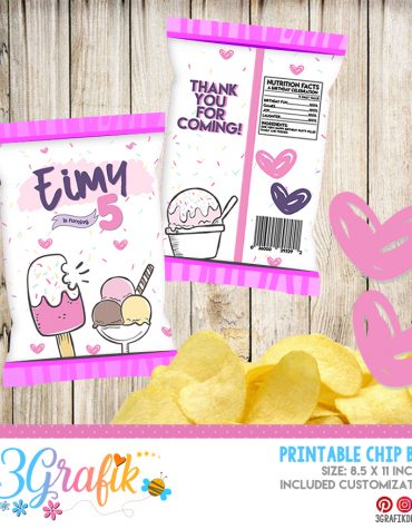 Ice Cream-Chip Bag-Editable-Party