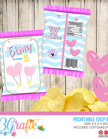 Hot air balloon-Chip Bag-Editable-Party