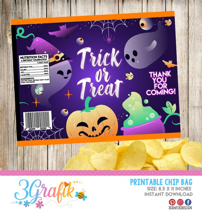 Trick or treat Halloween Chip Bag