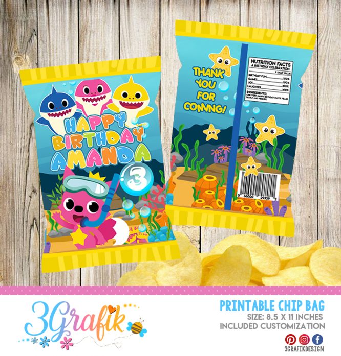 Baby Shark Chip Bags: party supplies | 3grafik.com