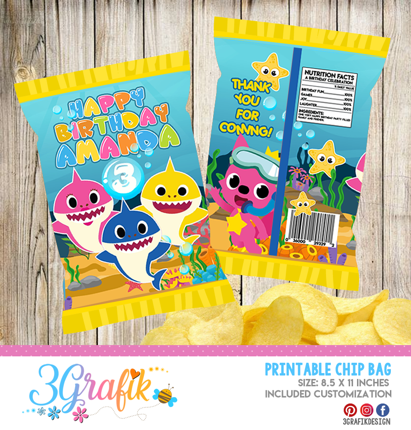 Baby Shark Chip Bags: party supplies | 3grafik.com