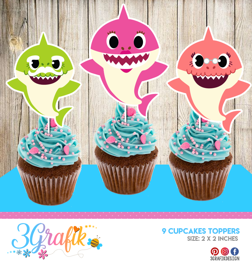 Baby Shark Cupcake Topper Party Supplies 3grafik Com