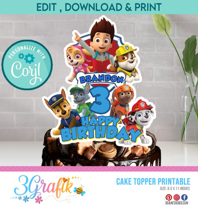 Paw Patrol Cake Topper