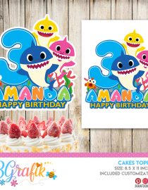 Baby Shark Inspirado Cake Topper