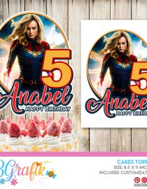 Captain Marvel Cake Topper digital