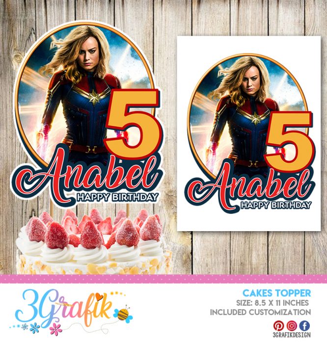 Captain Marvel Cake Topper digital