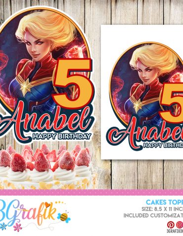 Captain Marvel Cake Topper printable