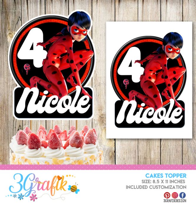 Ladybug cake topper