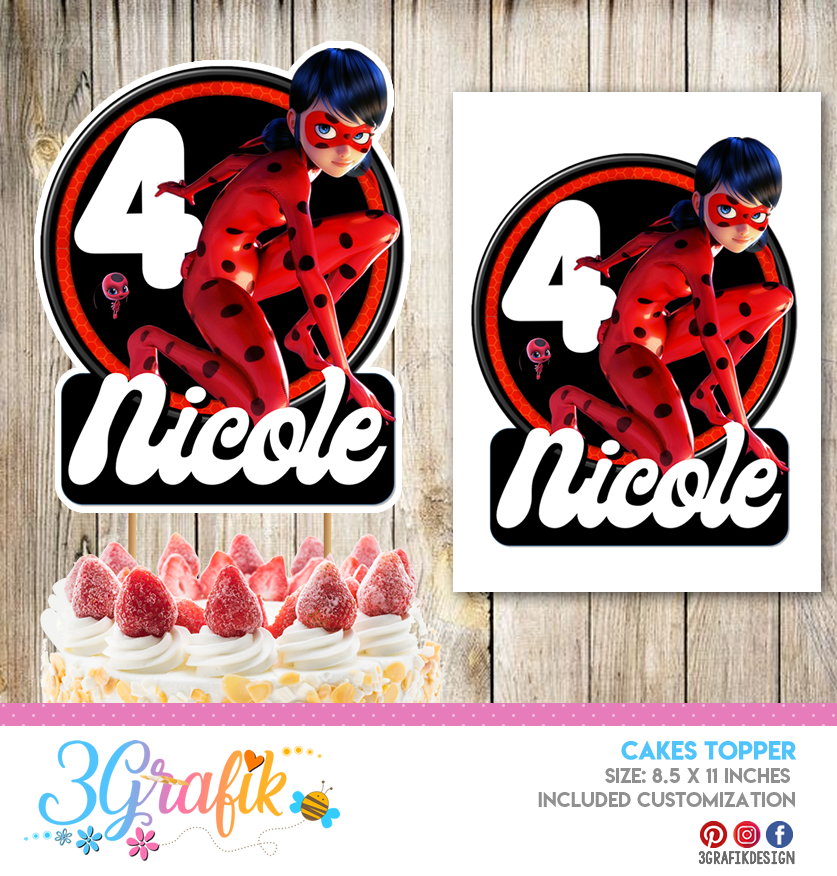 ▷ Miraculous ladybug cake topper printable