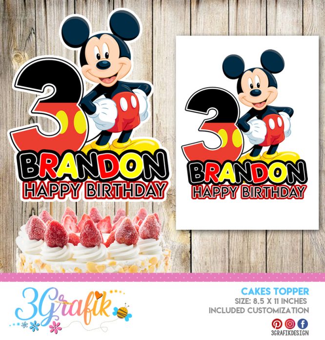 Mickey Mouse Cake Topper printable
