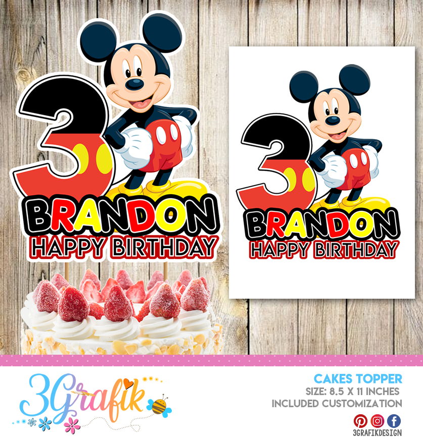 Birthday Cake Topper Mickey Mouse Theme Decorations